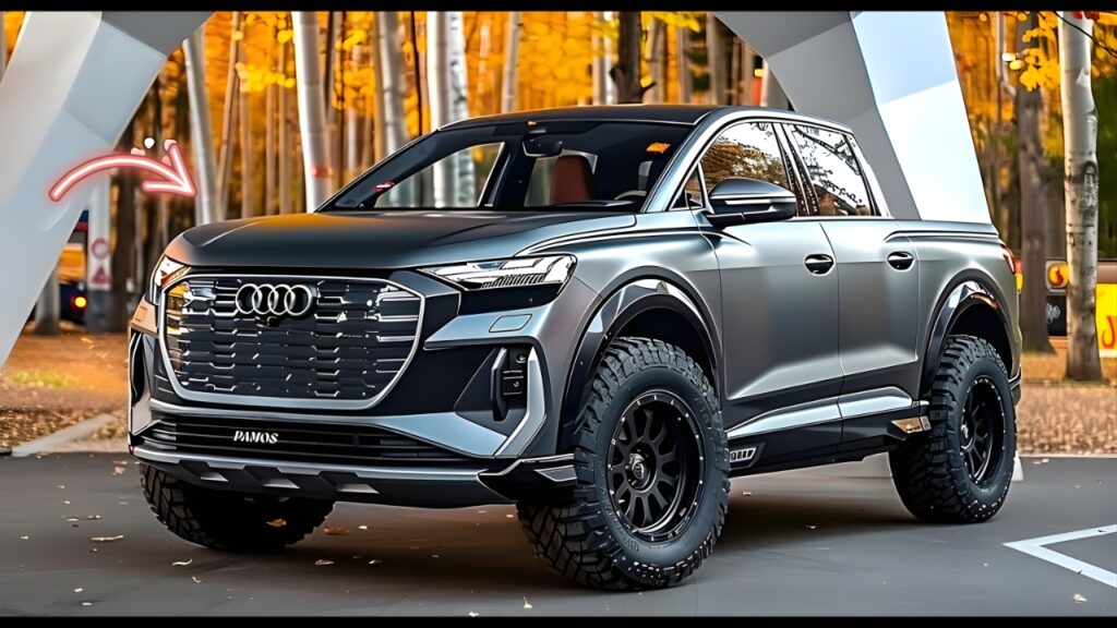 Matte black Audi pickup truck outdoors